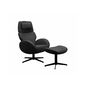 Paz lænestol - Classic læder sort - Sortlakeret stål sokkel - Stærk pris